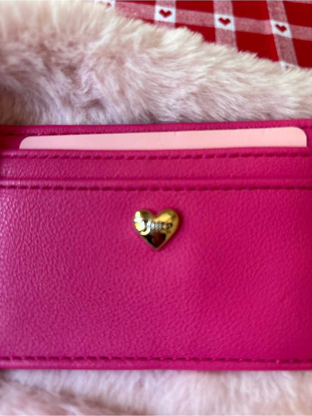 Juicy Couture Bright Pink Slim Card Wallet with Gold Logo - Picture 5 of 7